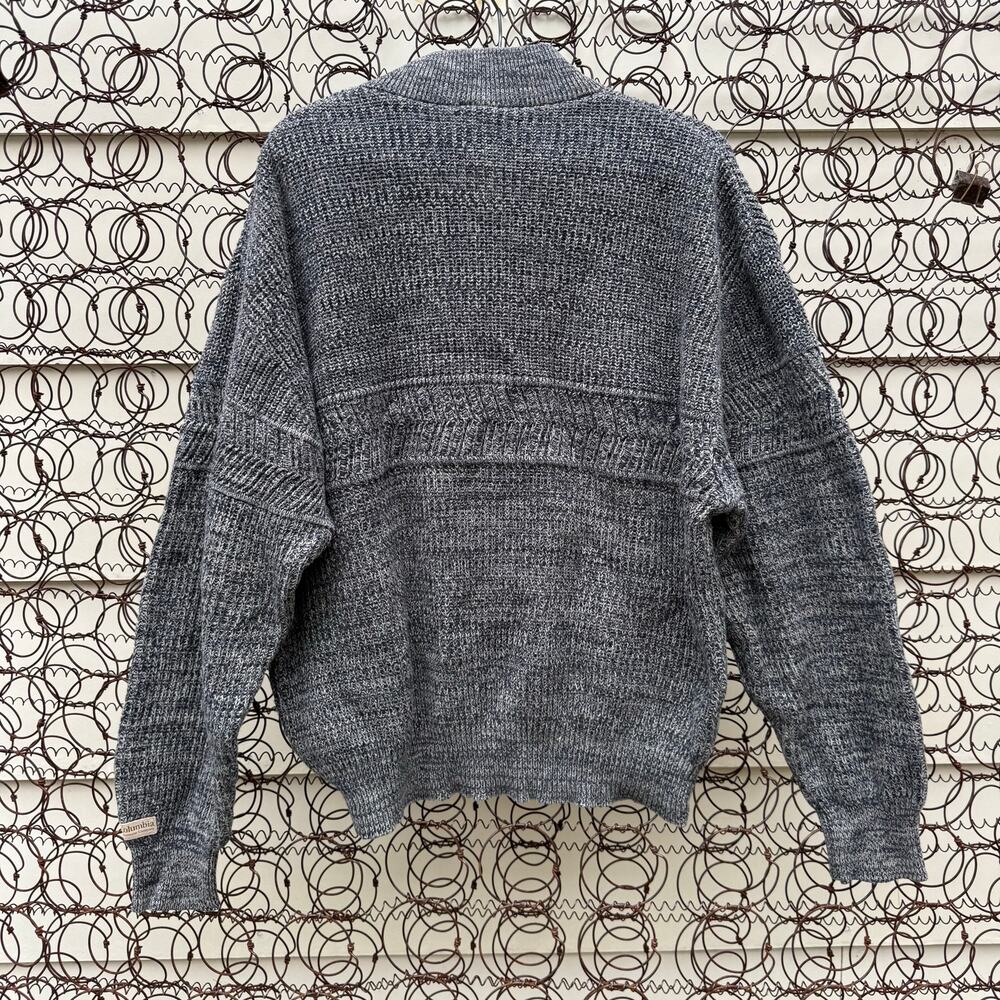 Vintage 90s Columbia Knit 1/4 zip sweater gorpcore gray 100% Cotton MEDIUM - Picture 7 of 10
